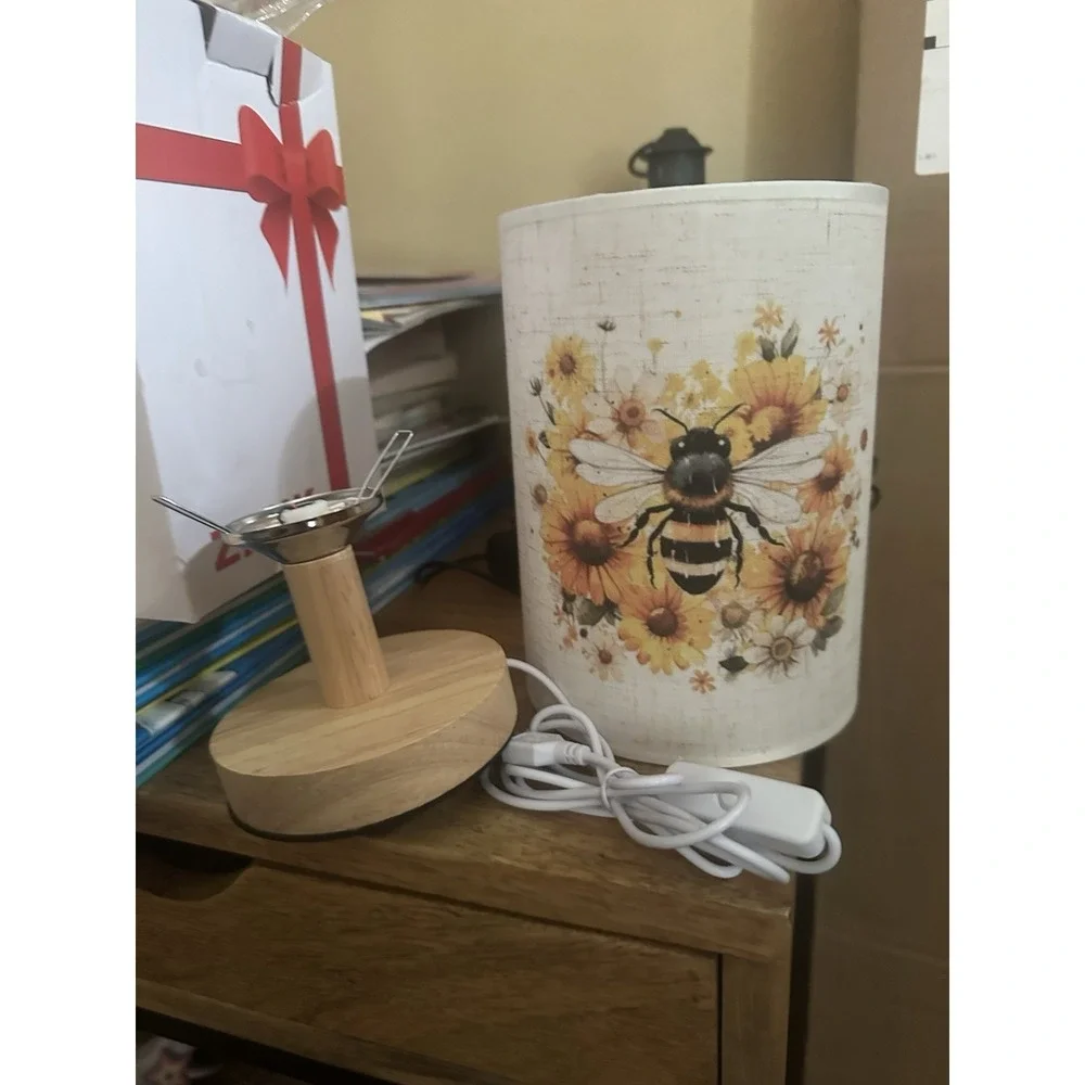 Table Lamp Bumble Bee Sunflower Nite Lite Nightstand Lite Cute Small